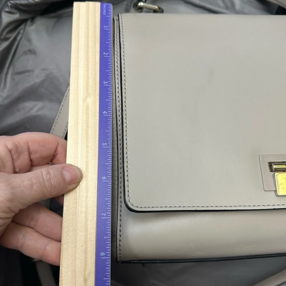 Kate Spade New York Light Gray Leather Top Handle Satchel Crossbody